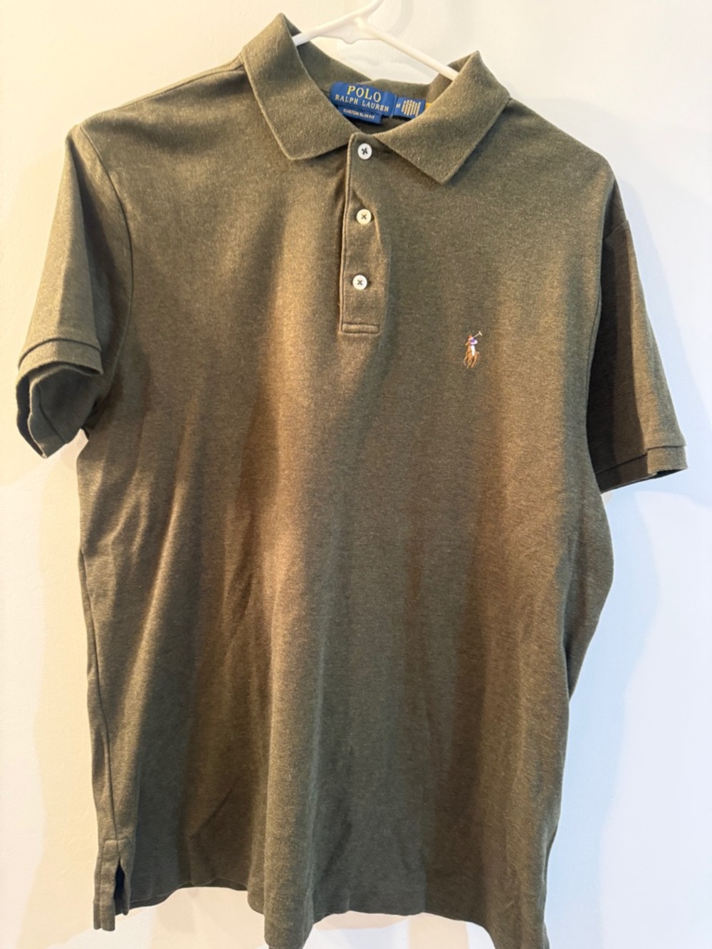 Polo by Ralph Lauren Green Men’s Polo Shirt with Small Multicolor Pony Logo